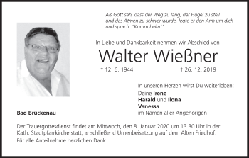 Anzeige von Walter Wießner von MGO