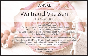 Anzeige von Waltraud Vaessen von MGO