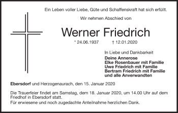 Anzeige von Werner Friedrich von MGO