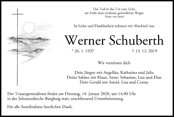 Anzeige von Werner Schuberth von MGO