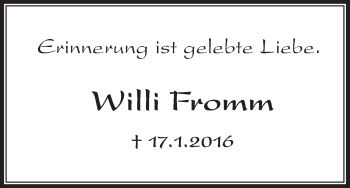 Anzeige von Willi Fromm von MGO
