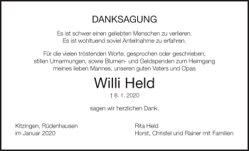 Anzeige von Willi Held von MGO
