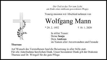 Anzeige von Wolfgang Mann von MGO