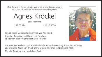 Anzeige von Agnes Kröckel von MGO