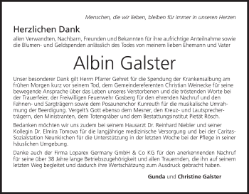 Anzeige von Albin Galster von MGO