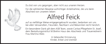 Anzeige von Alfred Feick von MGO