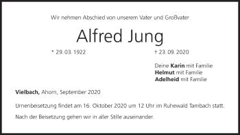 Anzeige von Alfred Jung von MGO