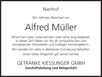 Anzeige von Alfred Müller von MGO