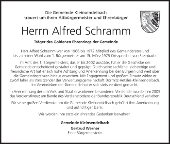 Anzeige von Alfred Schramm von MGO