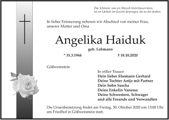 Anzeige von Angelika Haiduk von MGO