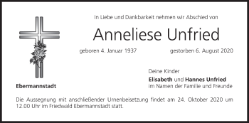 Anzeige von Anneliese Unfried von MGO