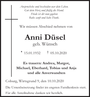 Anzeige von Anni Düsel von MGO