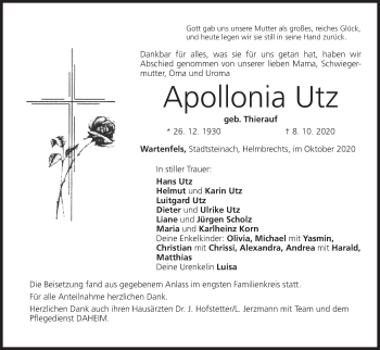 Anzeige von Apollonia Utz von MGO