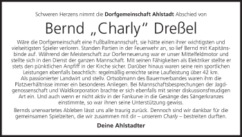 Anzeige von Bernd Dreßel von MGO