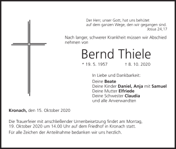 Anzeige von Bernd Thiele von MGO