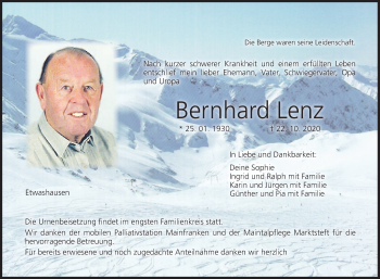 Anzeige von Bernhard Lenz von MGO