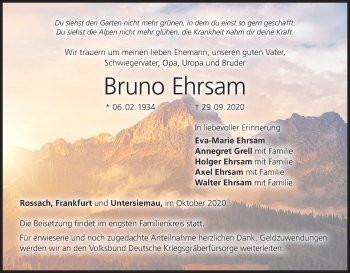 Anzeige von Bruno Ehrsam von MGO