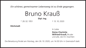 Anzeige von Bruno Krauß von MGO