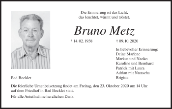 Anzeige von Bruno Metz von MGO