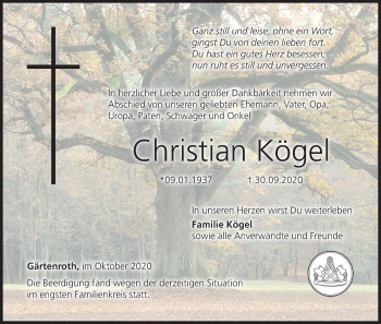 Anzeige von Christian Kögel von MGO