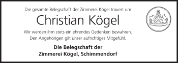 Anzeige von Christian Kögel von MGO