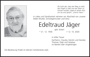 Anzeige von Edeltraud Jäger von MGO