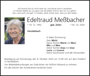 Anzeige von Edeltraud Meßbacher von MGO