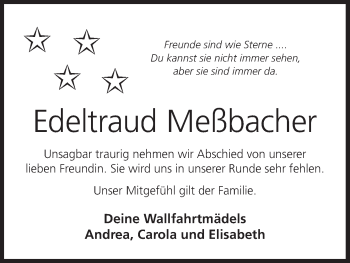 Anzeige von Edeltraud Meßbacher von MGO