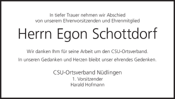 Anzeige von Egon Schottdorf von MGO