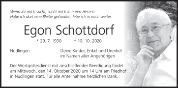 Anzeige von Egon Schottdorf von MGO