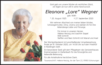 Anzeige von Eleonore  Wegner von MGO