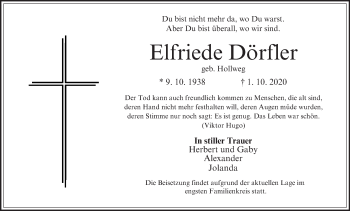 Anzeige von Elfriede Dörfler von MGO