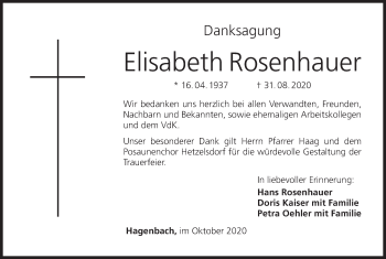 Anzeige von Elisabeth Rosenhauer von MGO