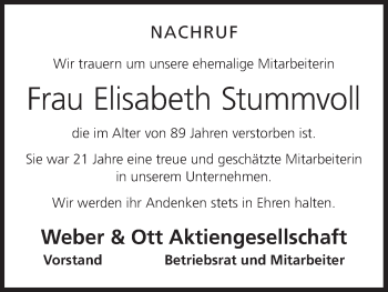 Anzeige von Elisabeth Stummvoll von MGO