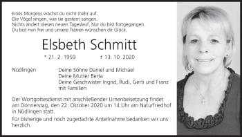 Anzeige von Elsbeth Schmitt von MGO