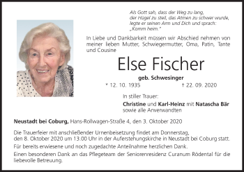 Anzeige von Else Fischer von MGO