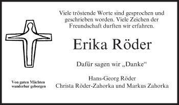Anzeige von Erika Röder von MGO
