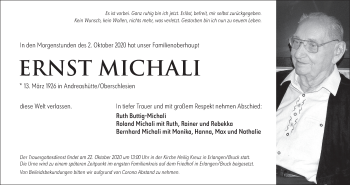 Anzeige von Ernst Michali von MGO