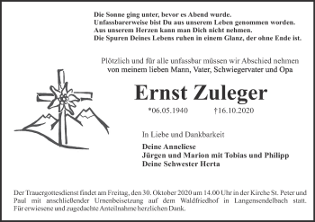 Anzeige von Ernst Zuleger von MGO