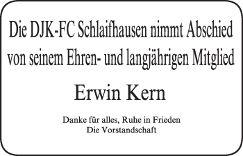 Anzeige von Erwin Kern von MGO