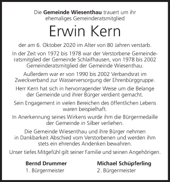 Anzeige von Erwin Kern von MGO