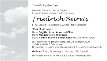 Anzeige von Friedrich Beireis von MGO