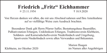 Anzeige von Friedrich Eichhammer von MGO