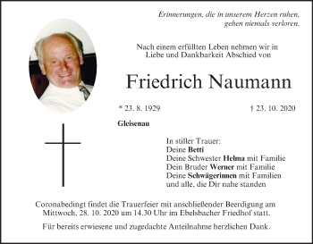 Anzeige von Friedrich Naumann von MGO