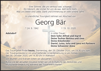 Anzeige von Georg Bär von MGO