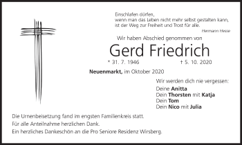 Anzeige von Gerd Friedrich von MGO