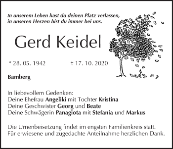 Anzeige von Gerd Keidel von MGO