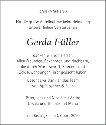 Anzeige von Gerda Füller von MGO