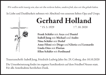 Anzeige von Gerhard Holland von MGO