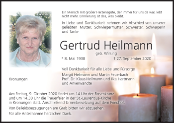 Anzeige von Gertrud Heilmann von MGO